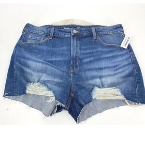 Old Navy High-Rise Curvy Denim Jean Shorts Distressed Raw Hem‎ Size 10